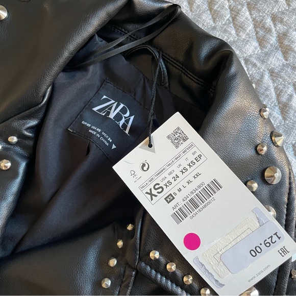 BLOGGERS FAV ZARA STUDDED FAUX LEATHER JACKET - Picture 12 of 15